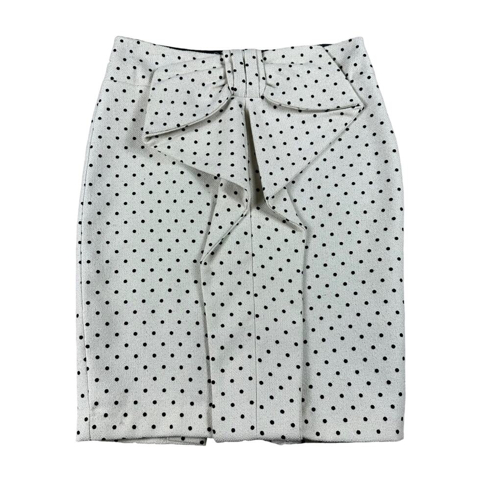 Eva Franco White and Black Polka Dot Pencil Skirt
